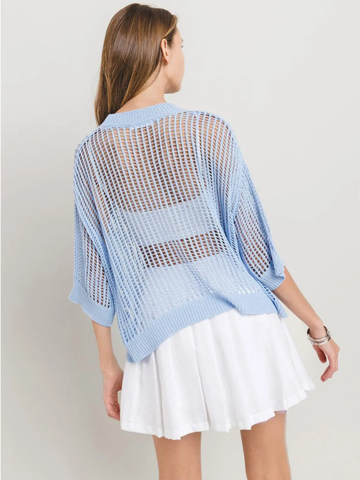 WOMEN'S SHORT SLEEVE KNITTED TOP