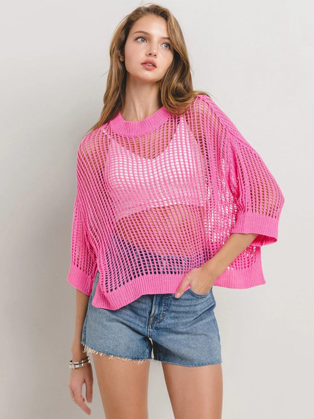 WOMEN'S SHORT SLEEVE KNITTED TOP