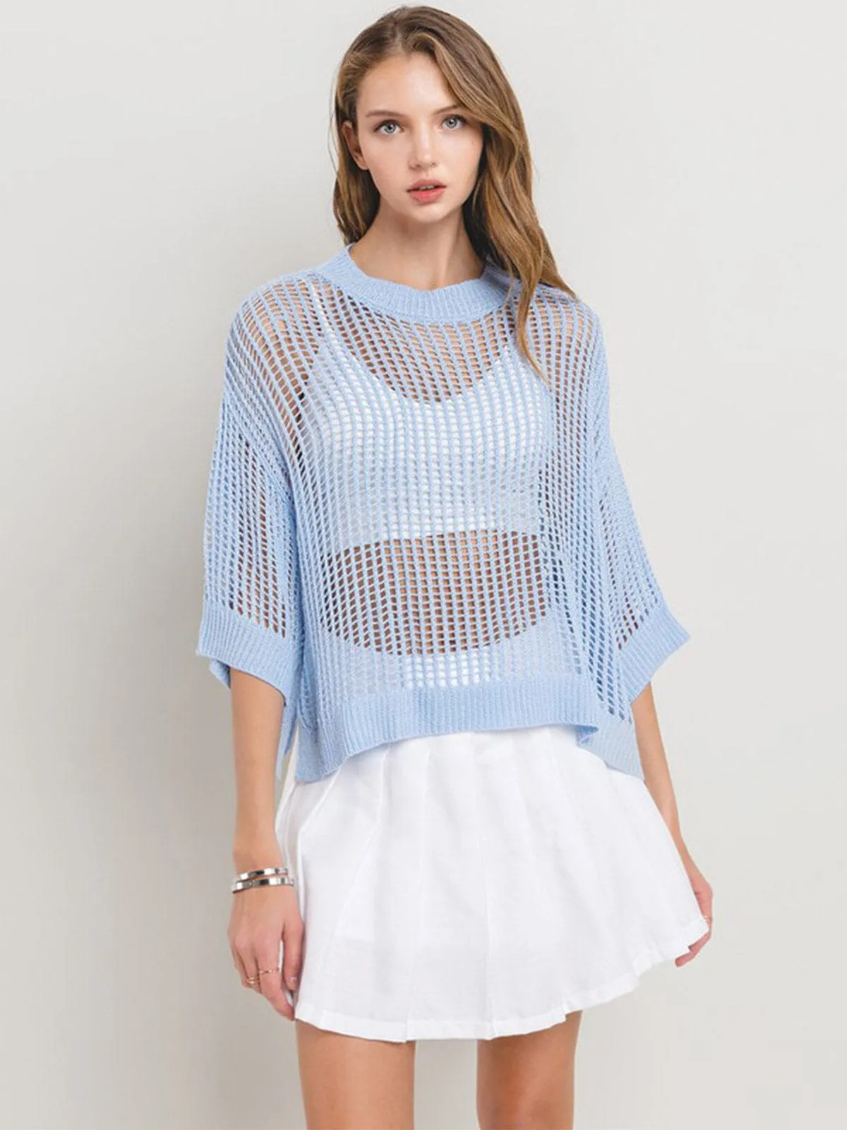 WOMEN'S SHORT SLEEVE KNITTED TOP