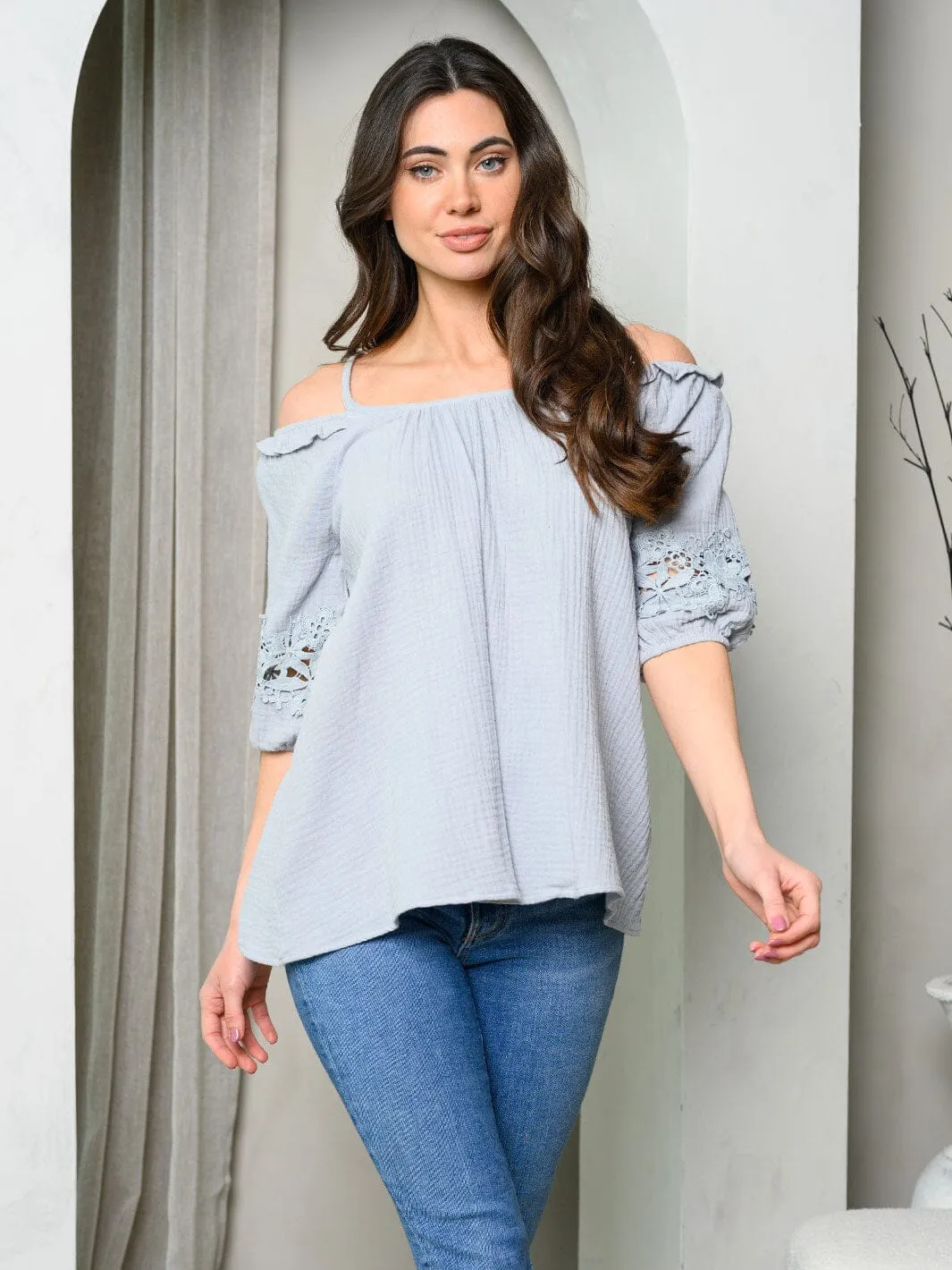 WOMEN'S SHORT SLEEVE NECK TIE TUNIC TOP