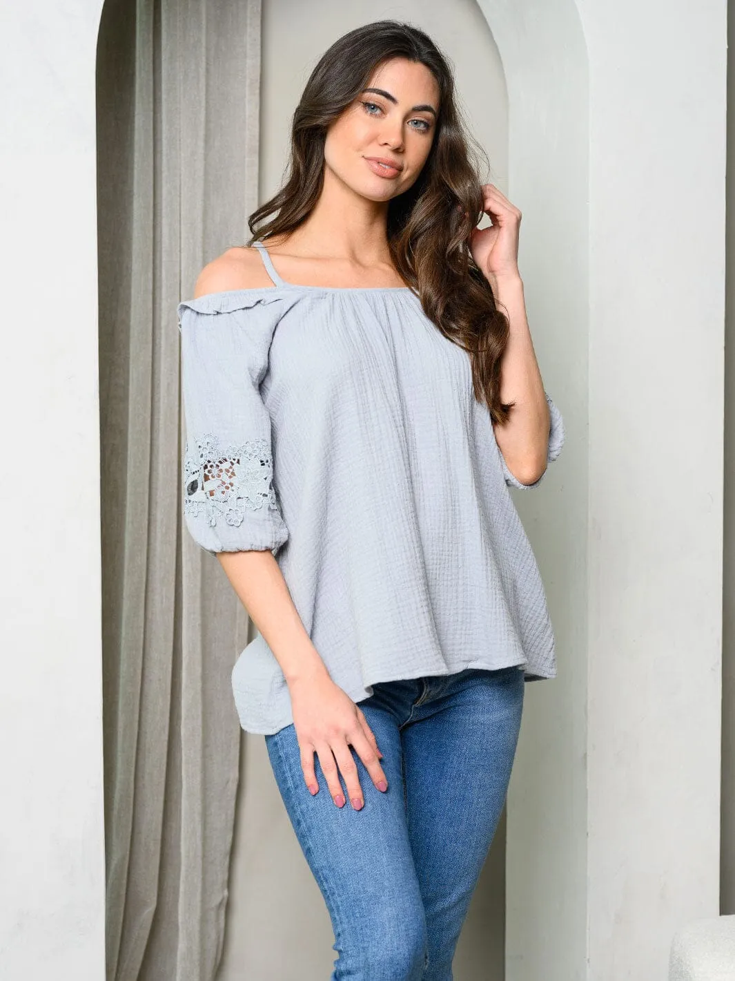 WOMEN'S SHORT SLEEVE NECK TIE TUNIC TOP