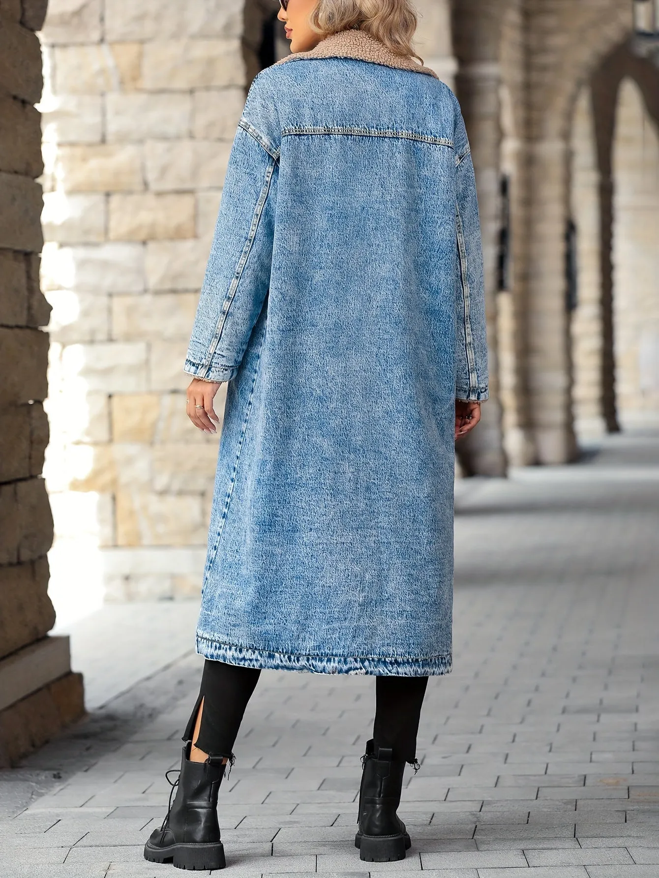Womens Stylish Plus Size FleeceLined Denim Jacket