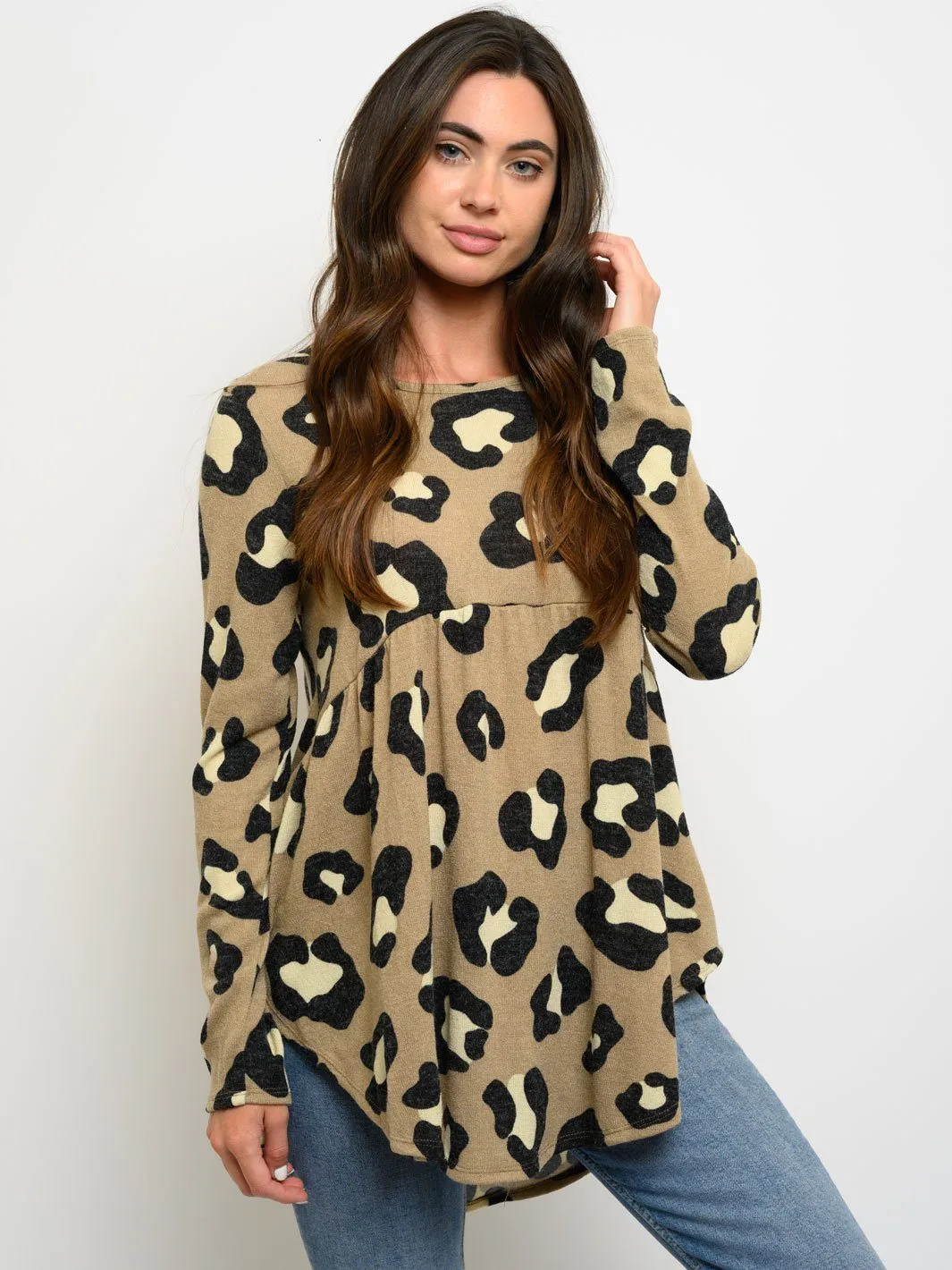 WOMEN'S TUNIC ANIMAL PRINT LONG SLEEVE TOP