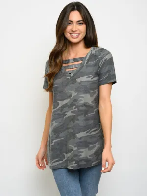 WOMEN'S TUNIC CAMO PRINT TOP