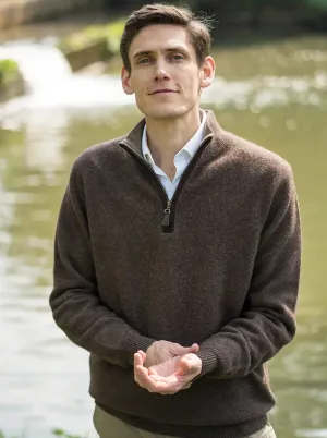 Zip Neck Jumper | Natural Dark Yak Yarn